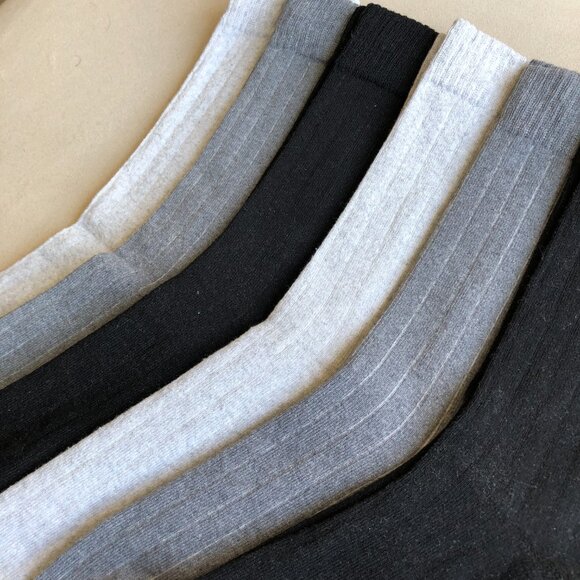 6 Pairs Mens Socks. Cotton Blend Crew Dress Socks, Black, Grey, Dark Gray - Picture 6 of 8